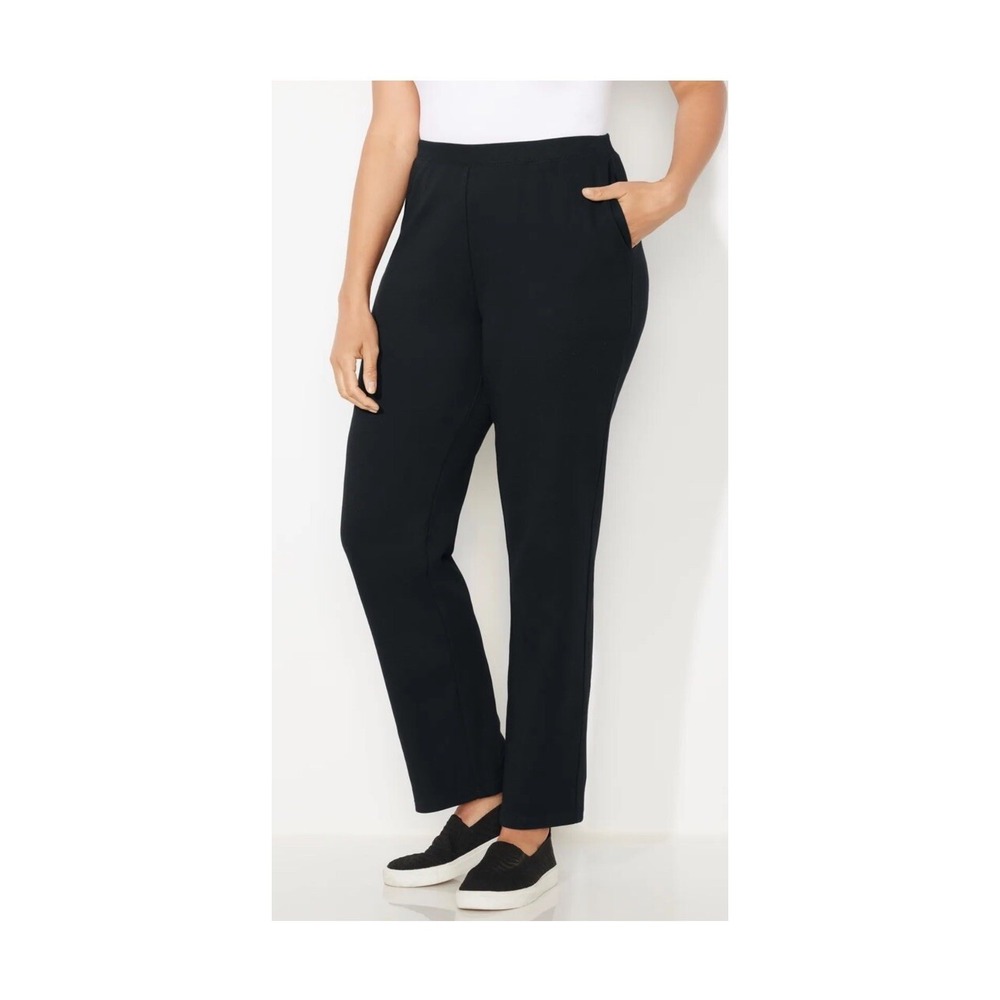 Catherines Women's Plus Size Soft-Touch Knit Pants 0x New Black Pocket